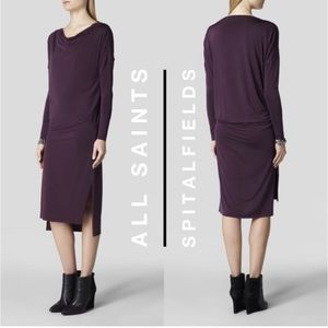 All Saints Rubie Long sleeve Dress in purple